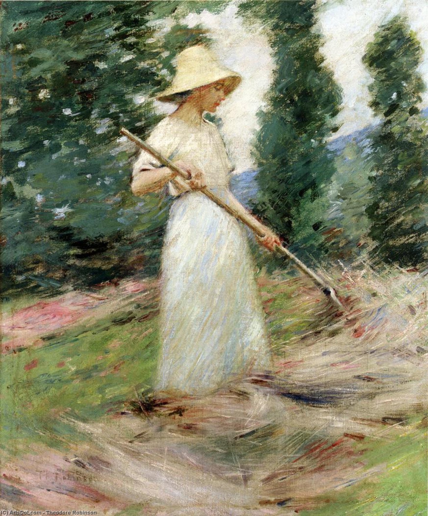Girl Raking Hay — Theodore Robinson