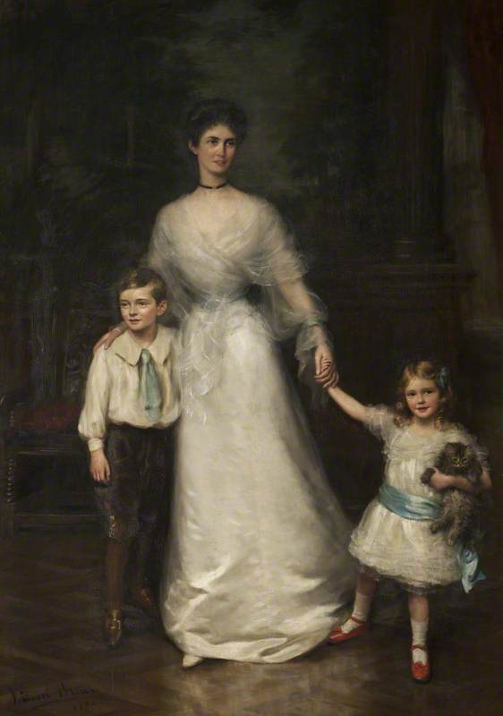 Elizabeth Louisa Penelope Theobald (d.1959), Countess Of Stamford, And Her Two Children, Roger Grey (1896–1976), Later 10th Earl Of Stamford, And Lady Jane Grey (1899–1991), Later Lady Jane Turnbull — John Ernest Breun