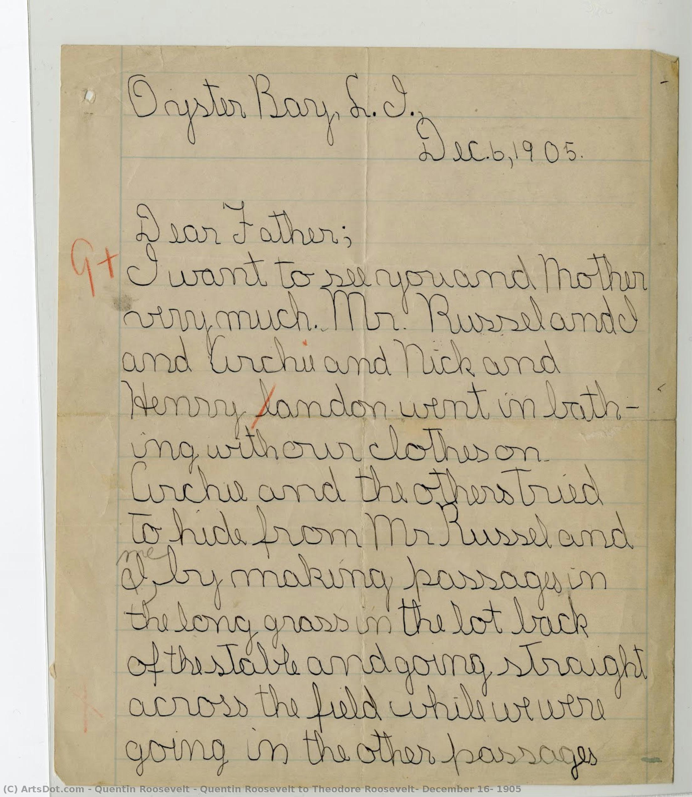 Quentin Roosevelt To Theodore Roosevelt, December 16, 1905 — Quentin Roosevelt