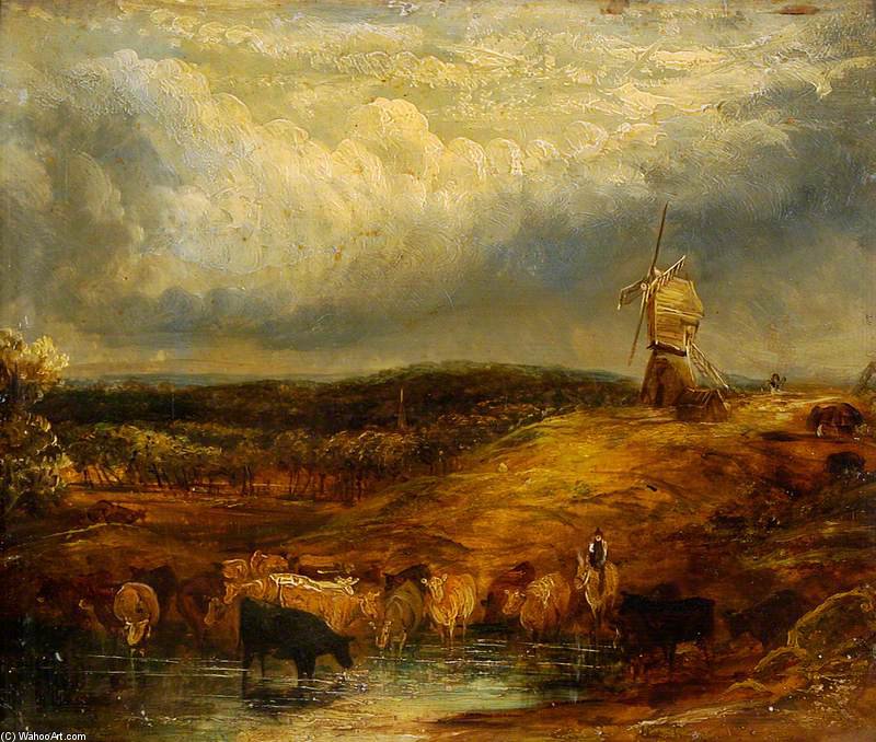Cattle And A Windmill — William Alfred Delamotte