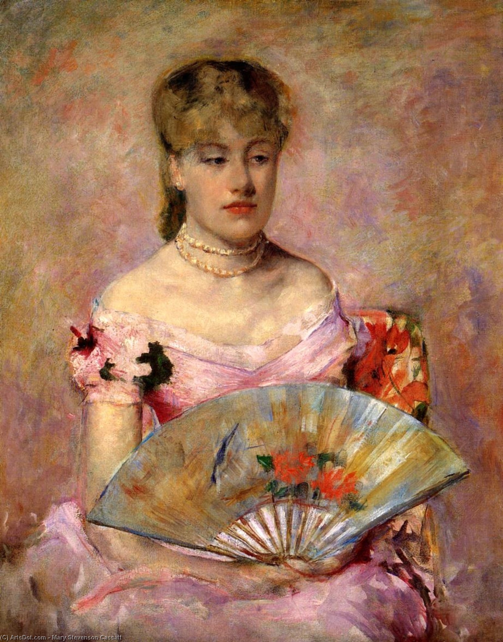 Lady With A Fan Aka Portrait Of Anne Charlotte Gaillard — Mary Stevenson Cassatt