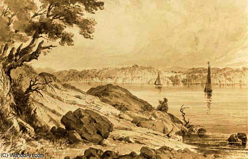 Inscription Rock At Esopus Landing On The Hudson River — Seth Eastman