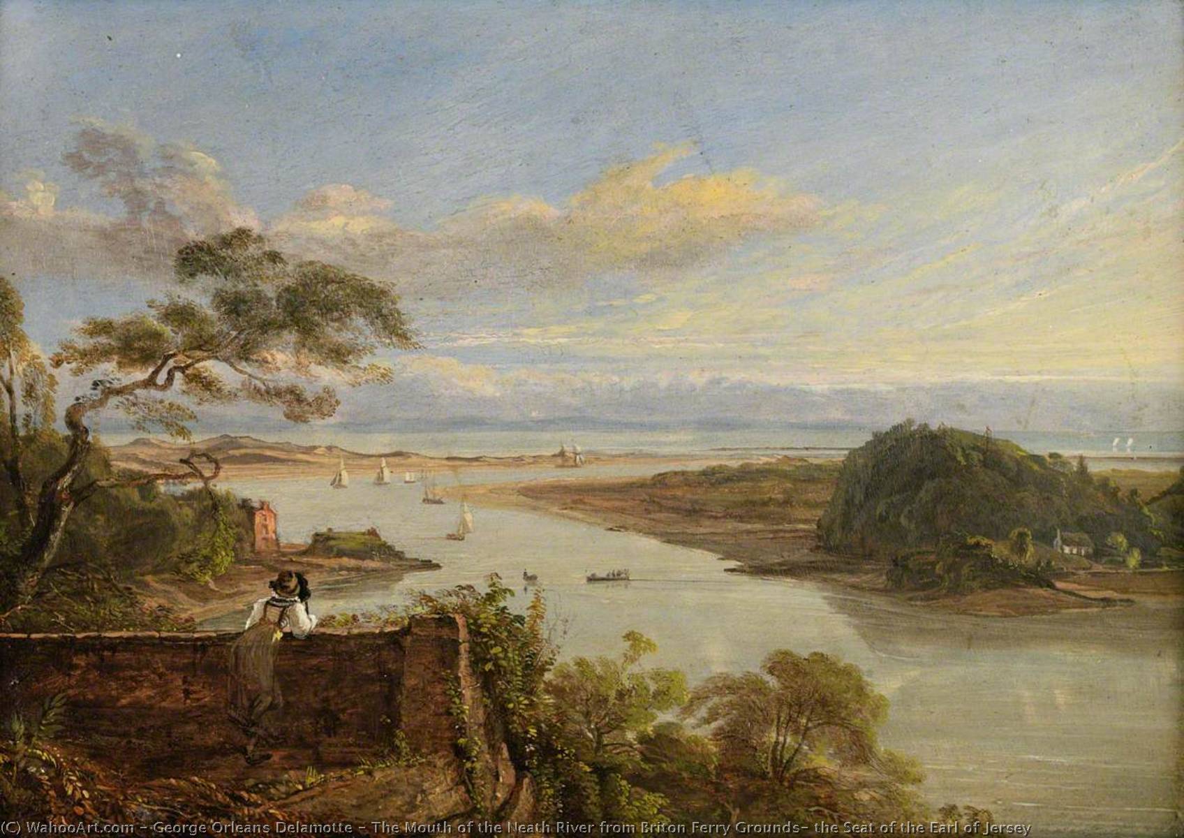 The Mouth Of The Neath River From Briton Ferry Grounds, The Seat Of The Earl Of Jersey — George Orleans Delamotte