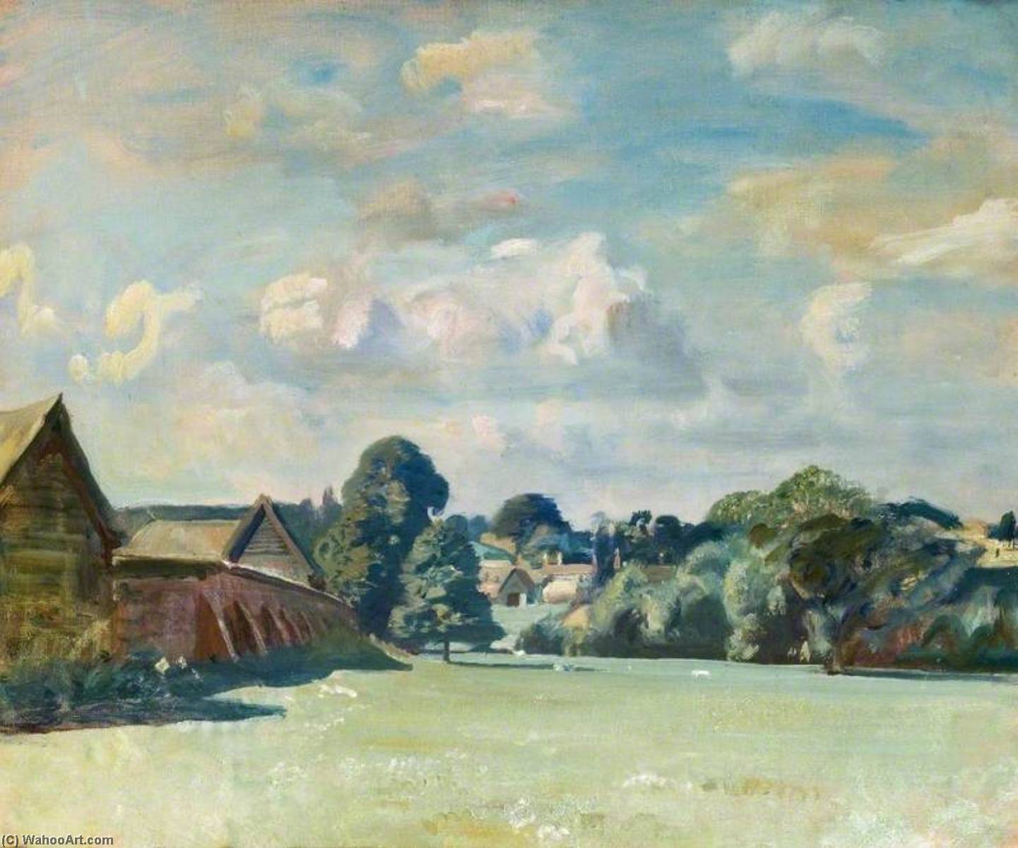 Landschaft In Suffolk Mit Bauerngebäuden — Sir Alfred James Munnings