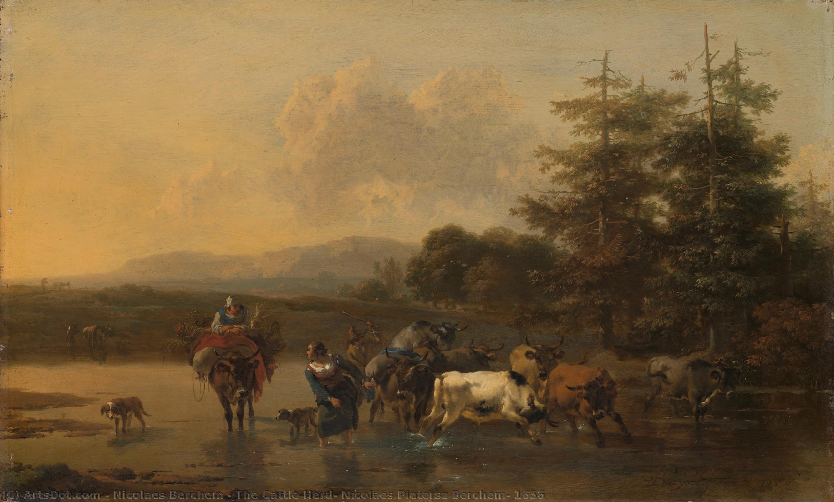 The Cattle Herd, Nicolaes Pietersz Berchem, 1656 — Nicolaes Berchem