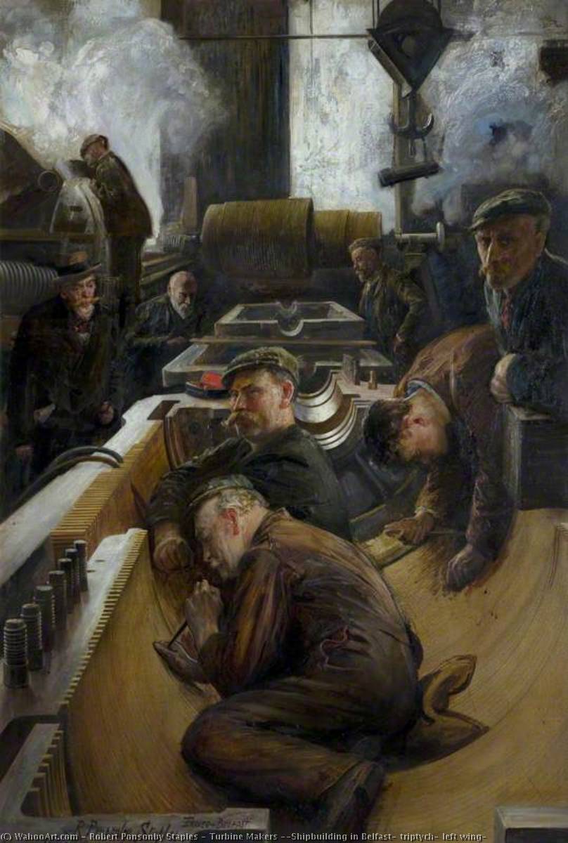 Turbine Makers ('shipbuilding In Belfast' Triptych, Left Wing) — Robert Ponsonby Staples