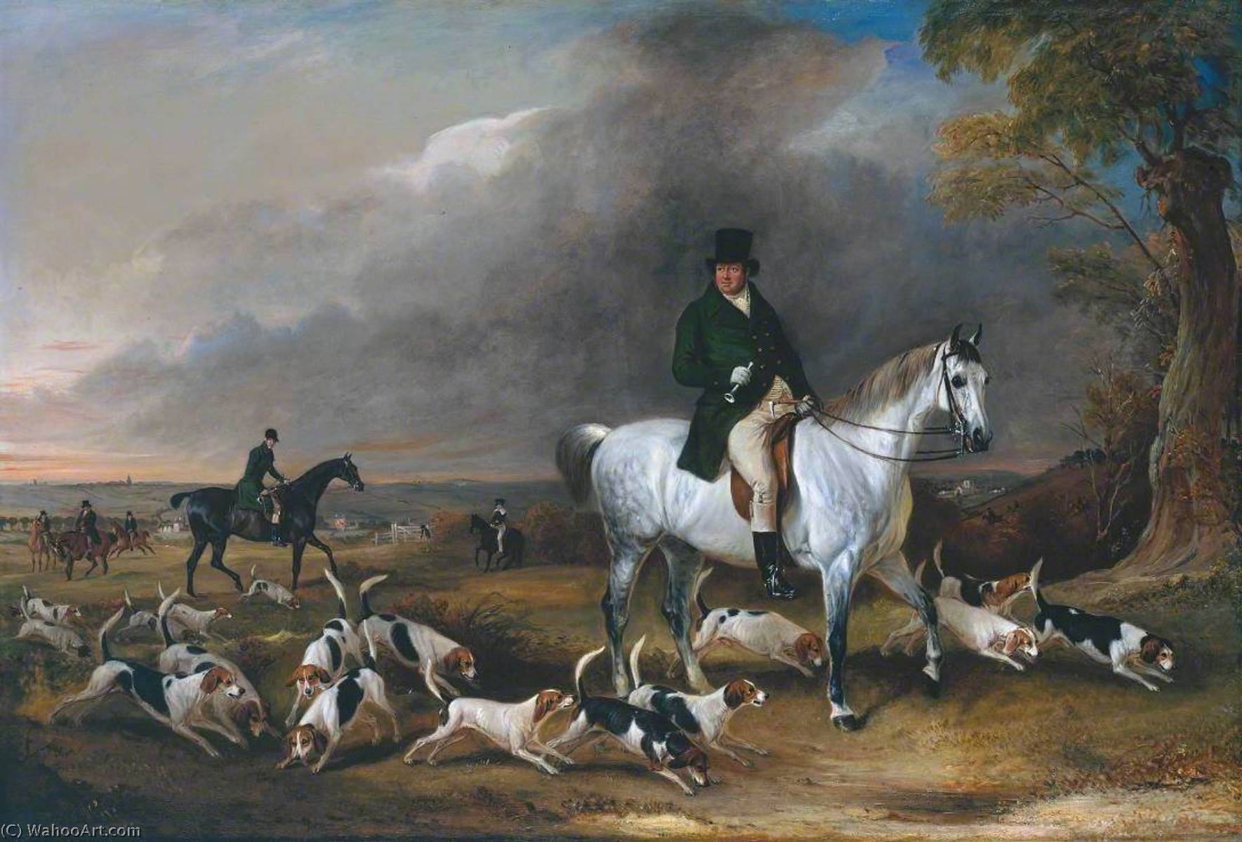 John Burgess Of Clipstone, Nottinghamshire, On A Favourite Horse, With His Harriers — Sr John E Ferneley
