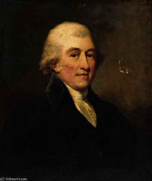 Portrait Of Mr. Elisdan, Bust-length, In A Black Coat And White Cravat — George Romney