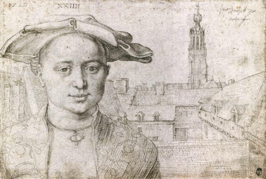 Porträt Eines Mannes Mit Blick Auf Die Sint-michielsabdij In Antwerpen — Albrecht Dürer