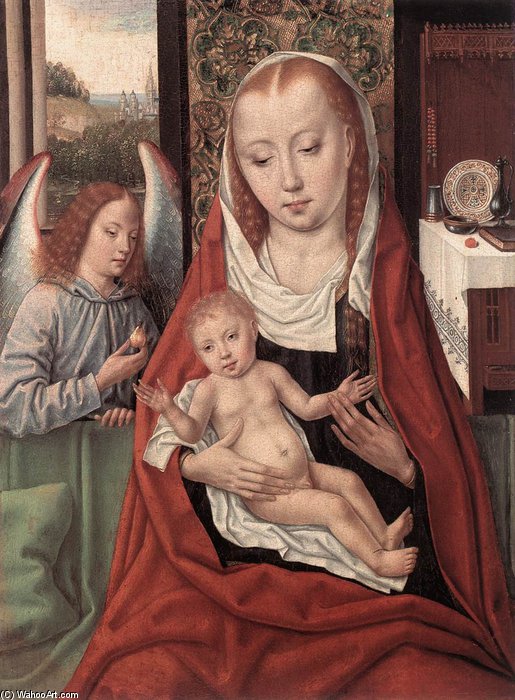 Virgin And Child With An Angel — Master Of The Legend Of Saint Ursula