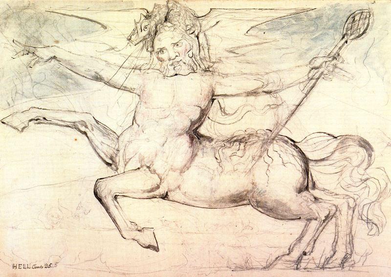 El Centauro Caco Amenaza A Vanni Fucci — William Blake