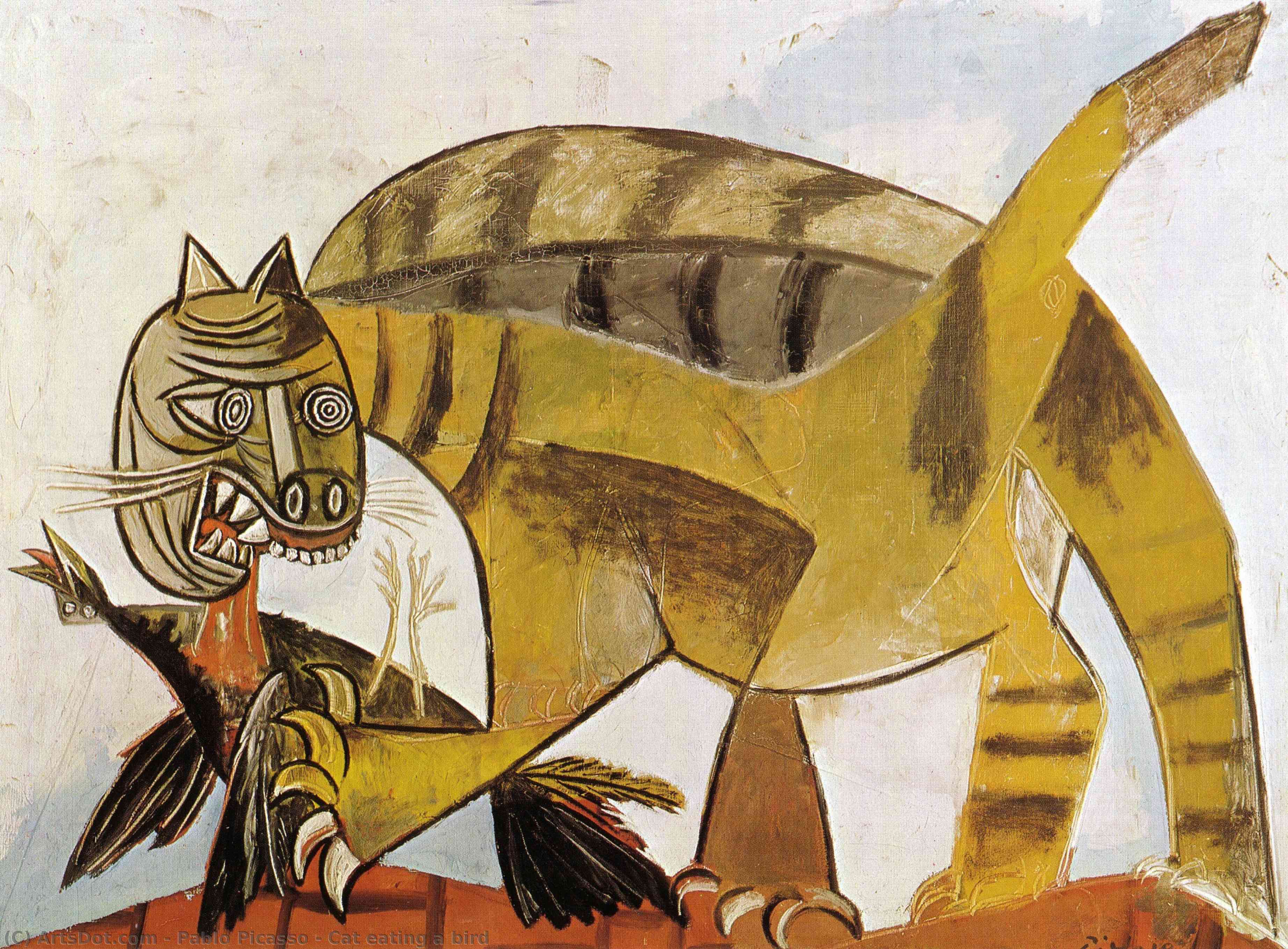 Cat Eating A Bird — Пабло Пикасо
