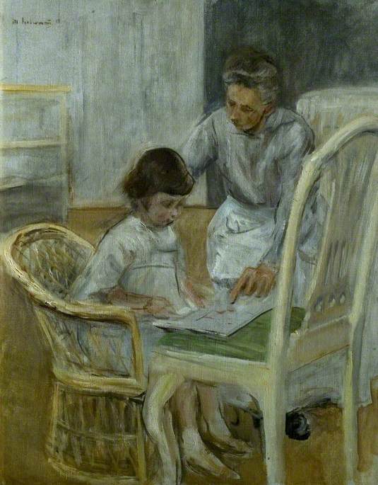 Die Enkelin Des Künstlers Mit Ihrem Kindermädchen — Max Liebermann
