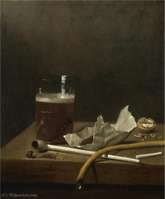 Still Life With A Glass Of Beer, A Pipe, Tobacco And Other Requisites Of Smoking — Jan Jansz Van De Velde