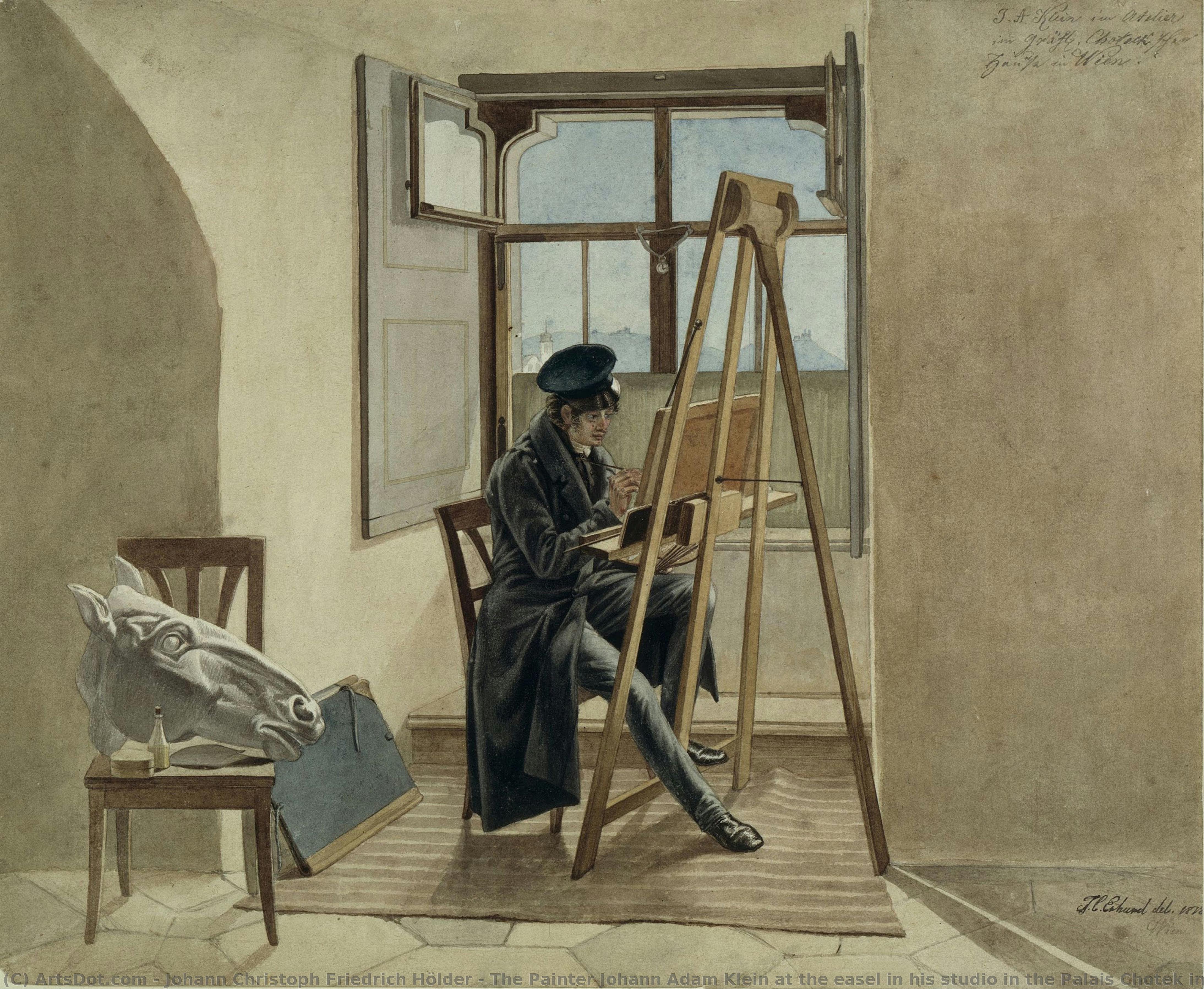 The Painter Johann Adam Klein At The Easel In His Studio In The Palais Chotek In Vienna — Johann Christoph Friedrich Hölder