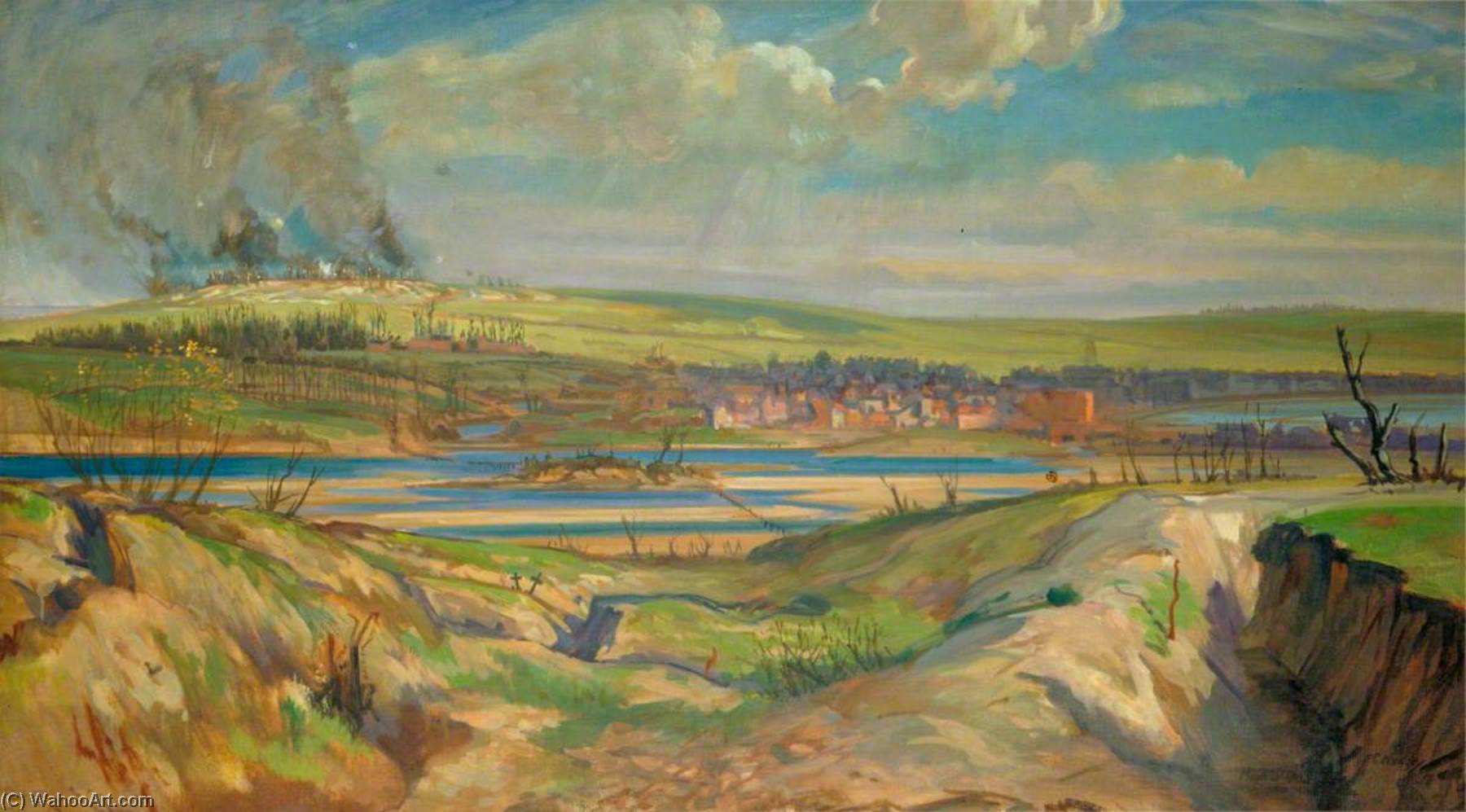 Mont St Quentin And Péronne From Near Maisonette, 1918 — Francis Edwin Hodge