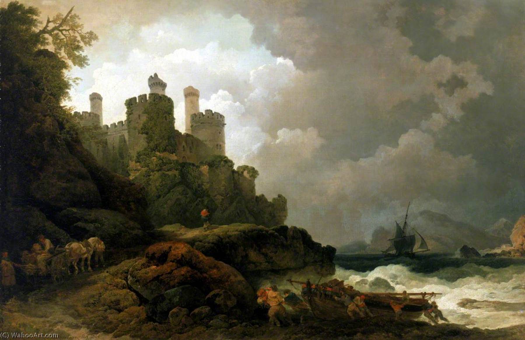 A Fishing Boat Brought Ashore Near Conway Castle — Philip James De Loutherbourg