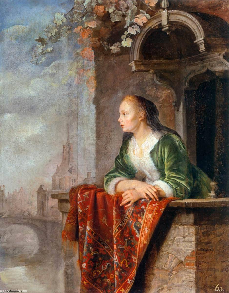 Young Lady On A Balcony — Gerrit Dou