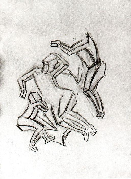 Cubic Study Of Correggio's ''jupiter And Antiope'' — Thomas Hart Benton