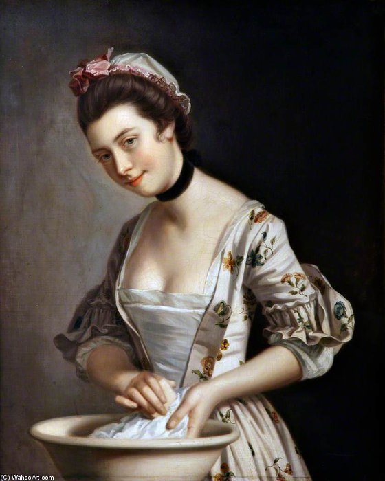 Lady's Maid Soaping Linen — Henry Robert Morland