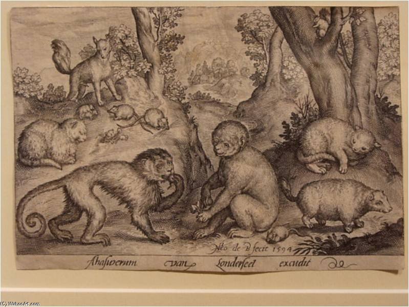 Fox Watching Cat And Mice — Nicolaes De Bruyn