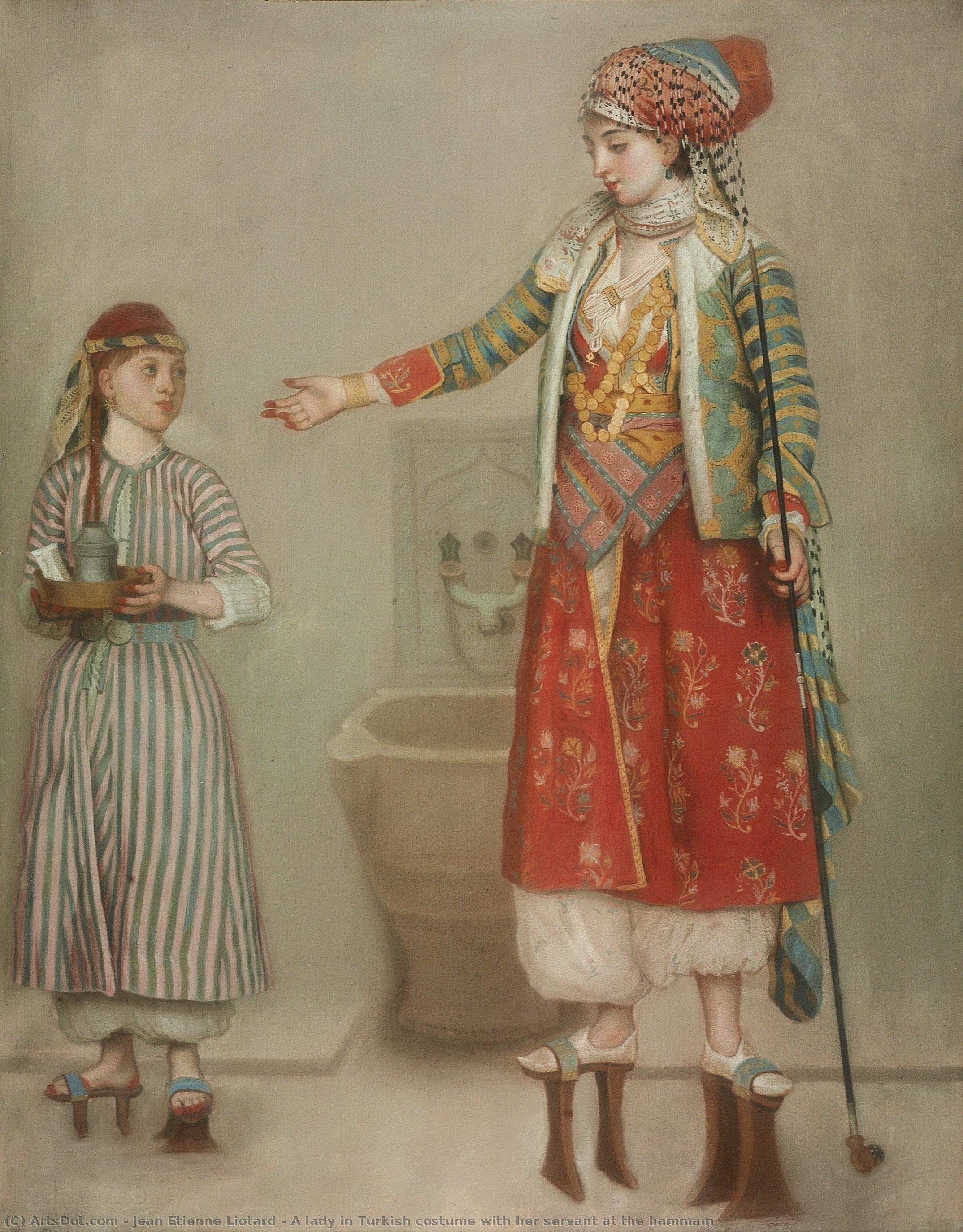 A Lady In Turkish Costume With Her Servant At The Hammam — Jean-étienne Liotard