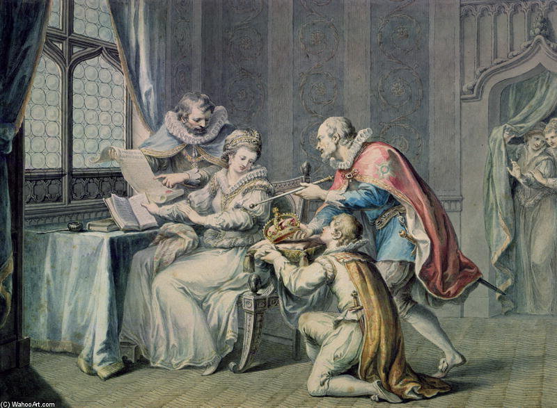 The Dukes Of Northumberland And Suffolk Praying Lady Jane Grey To Accept The Crown — ジョヴァンニ・バッティスタ・チプリアーニ