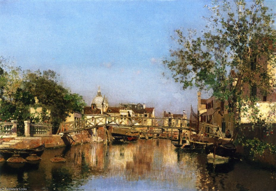 A Canal Near The Isle Of Giudecca - Il Redentore In The Distance — Martín Rico Y Ortega