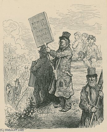 A Man Holding A Placard At A Protest — Доре, Гюстав
