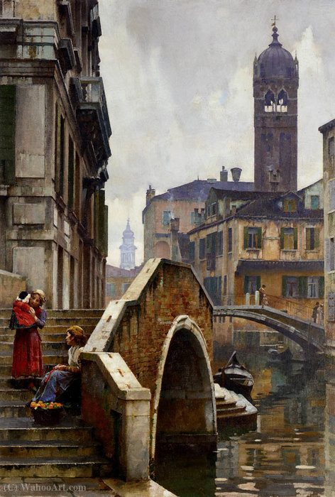 The Ponte Dei Pugni Venice With The Campanile Of Sta Fosca Beyond — William Logsdail