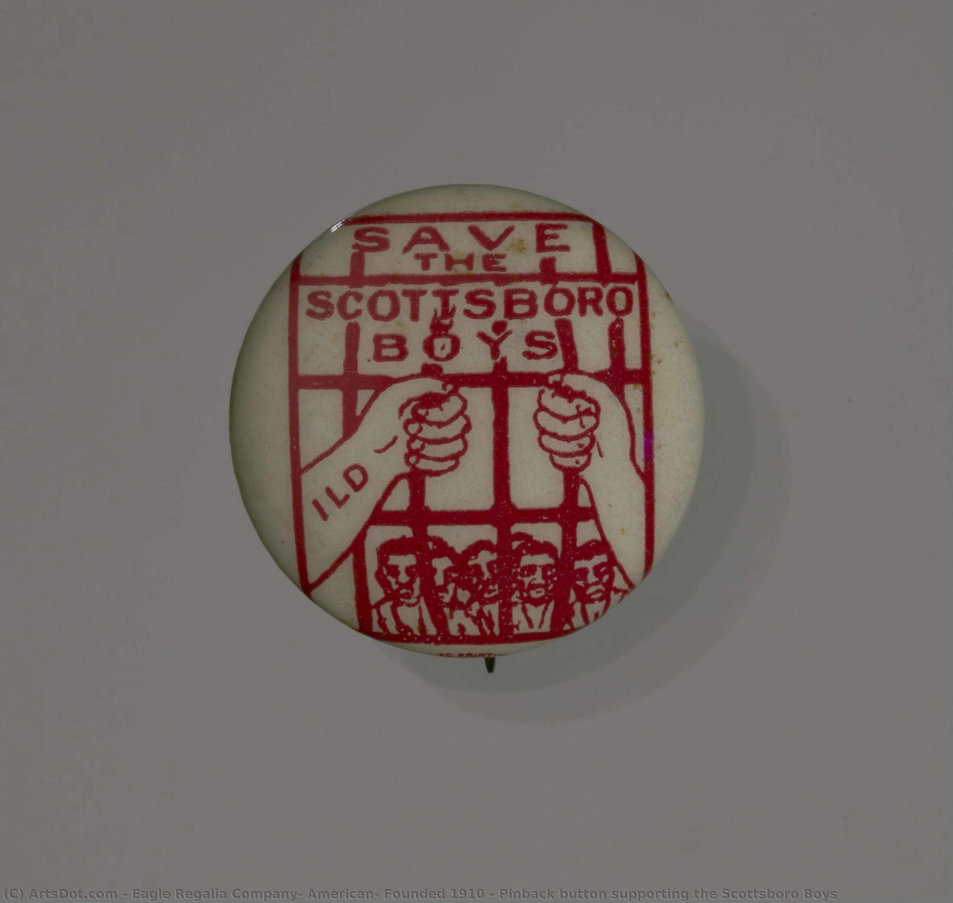 Pinback Button Supporting The Scottsboro Boys — Eagle Regalia Company, American, Founded 1910