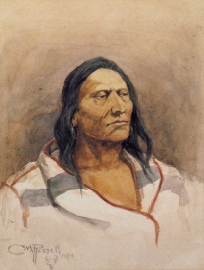 Blackfeet Indian With Capote — Charles Marion Russell