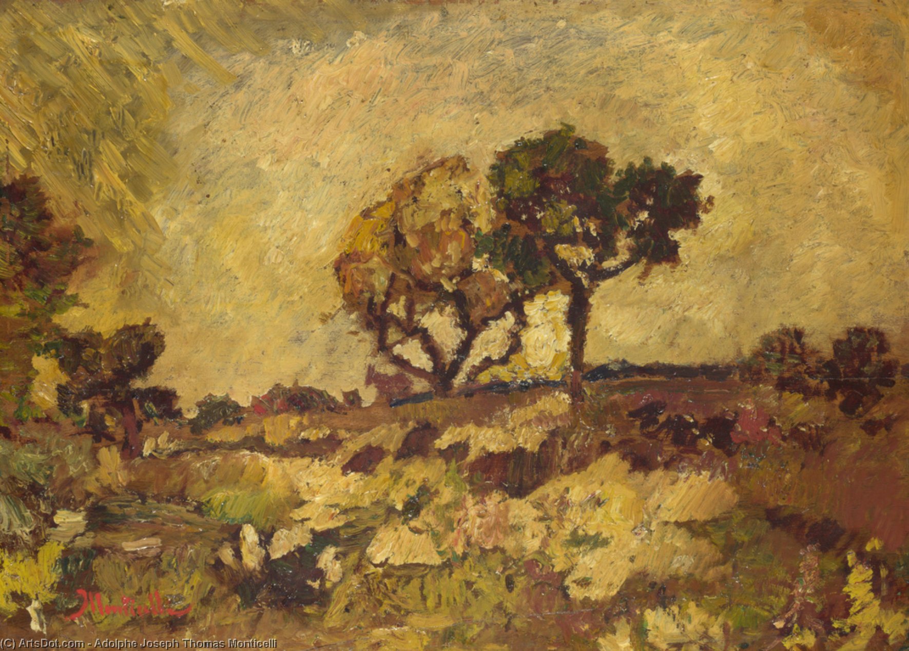 Sunset — Adolphe Joseph Thomas Monticelli