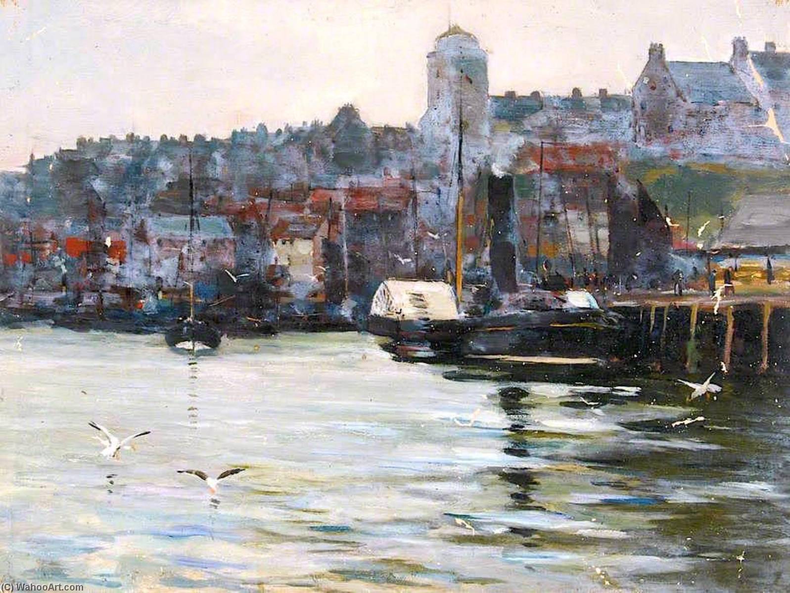 Harbour With Seagulls — William Henry Charlton