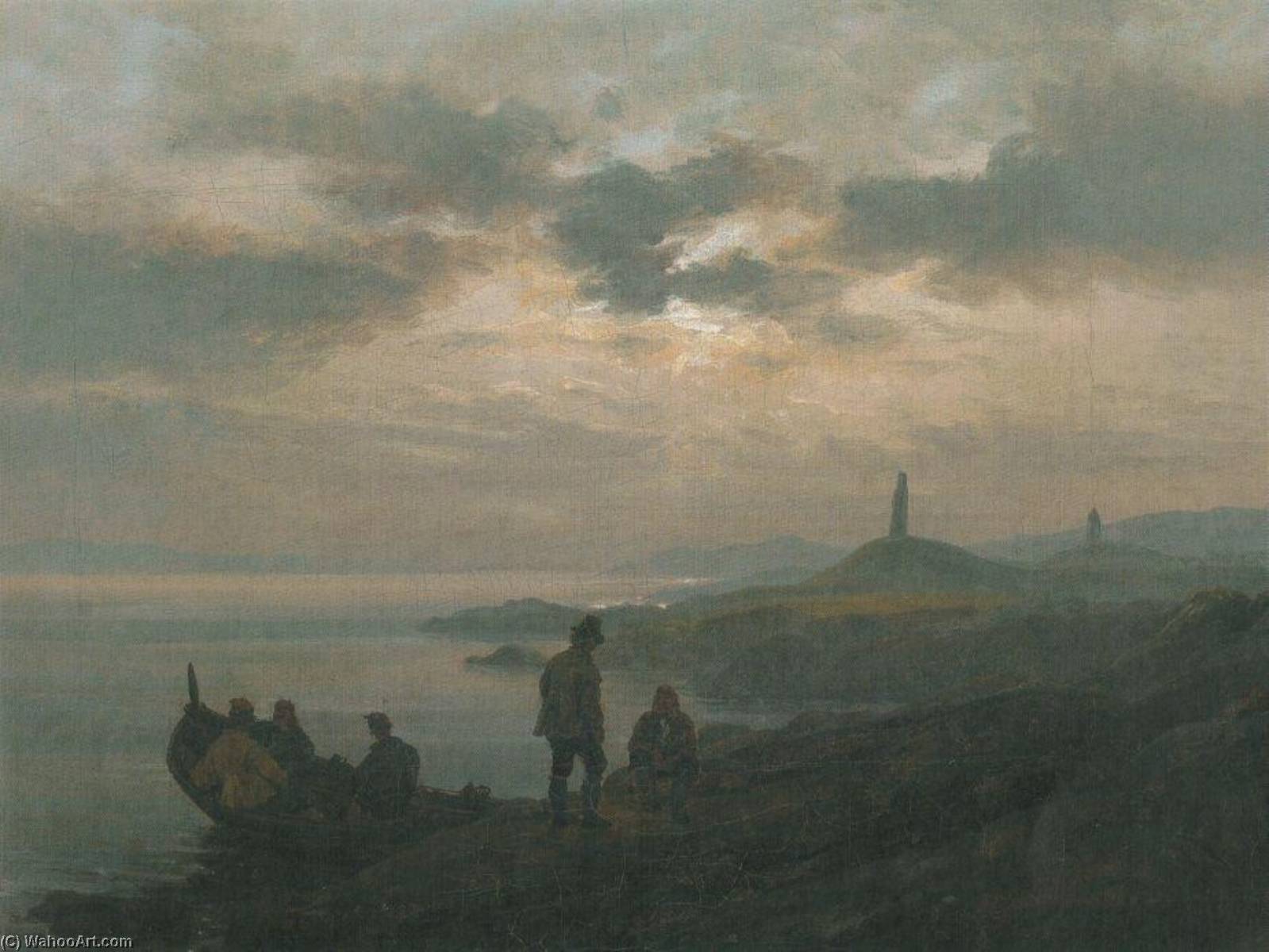 Kystlandskap Med Gravhauger Og Bautasteiner — Johan Christian Claussen Dahl