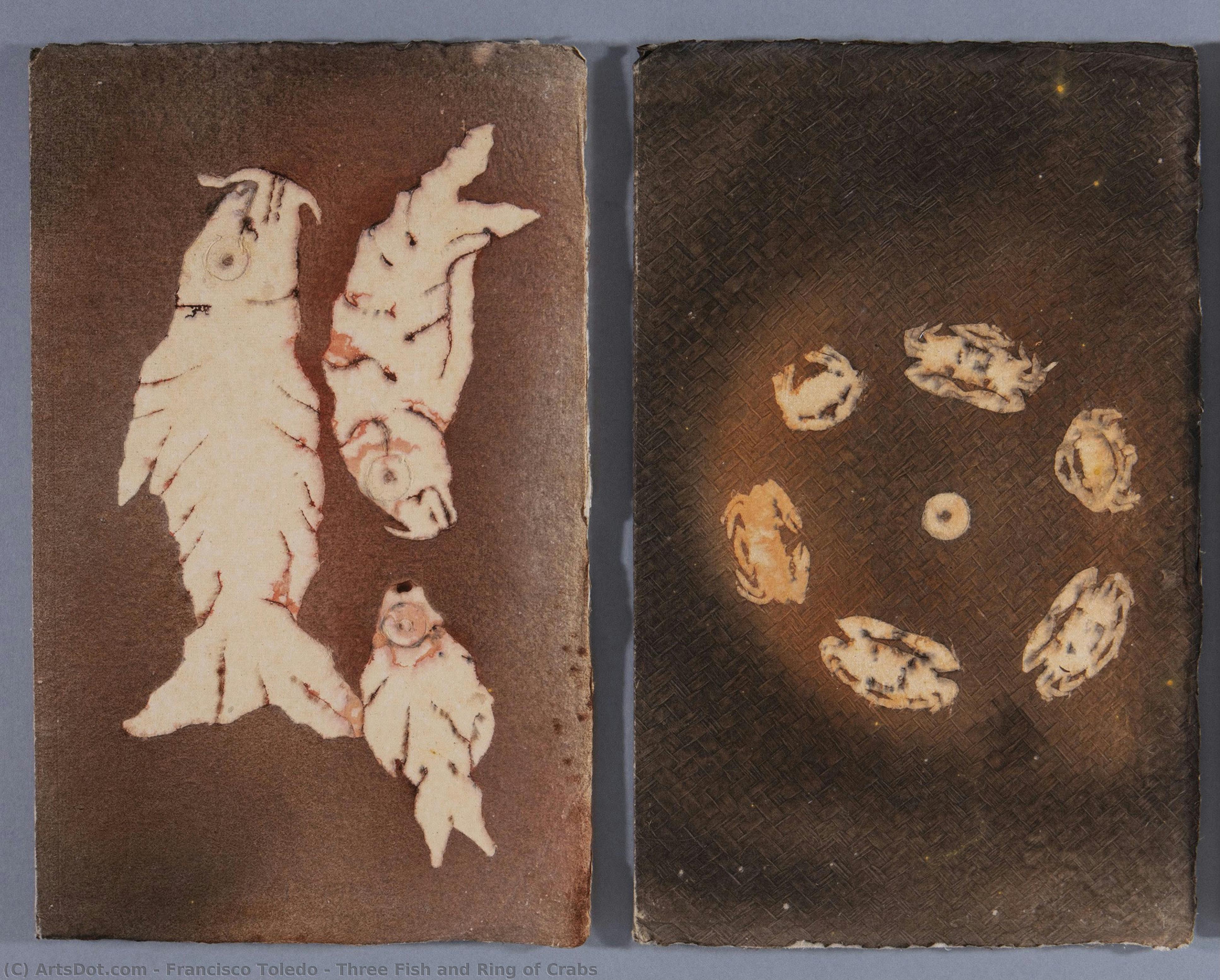 Three Fish And Ring Of Crabs — Francisco Toledo
