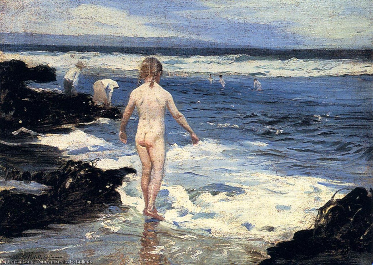 Children Playing At The Beach — Correa Benito Rebolledo