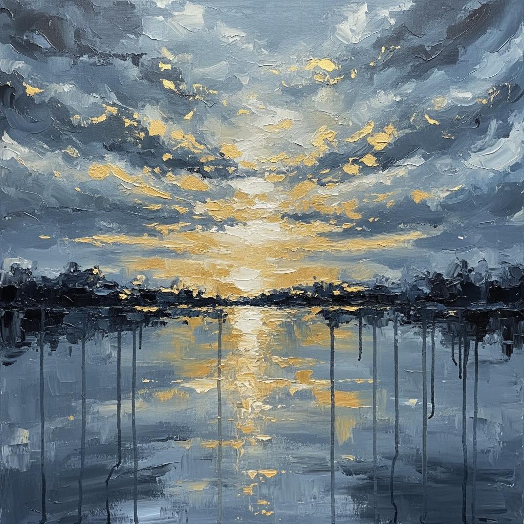 Golden Radiance Amidst The Weight Of Slate And Sculpted Storm Clouds — Christian Noiret