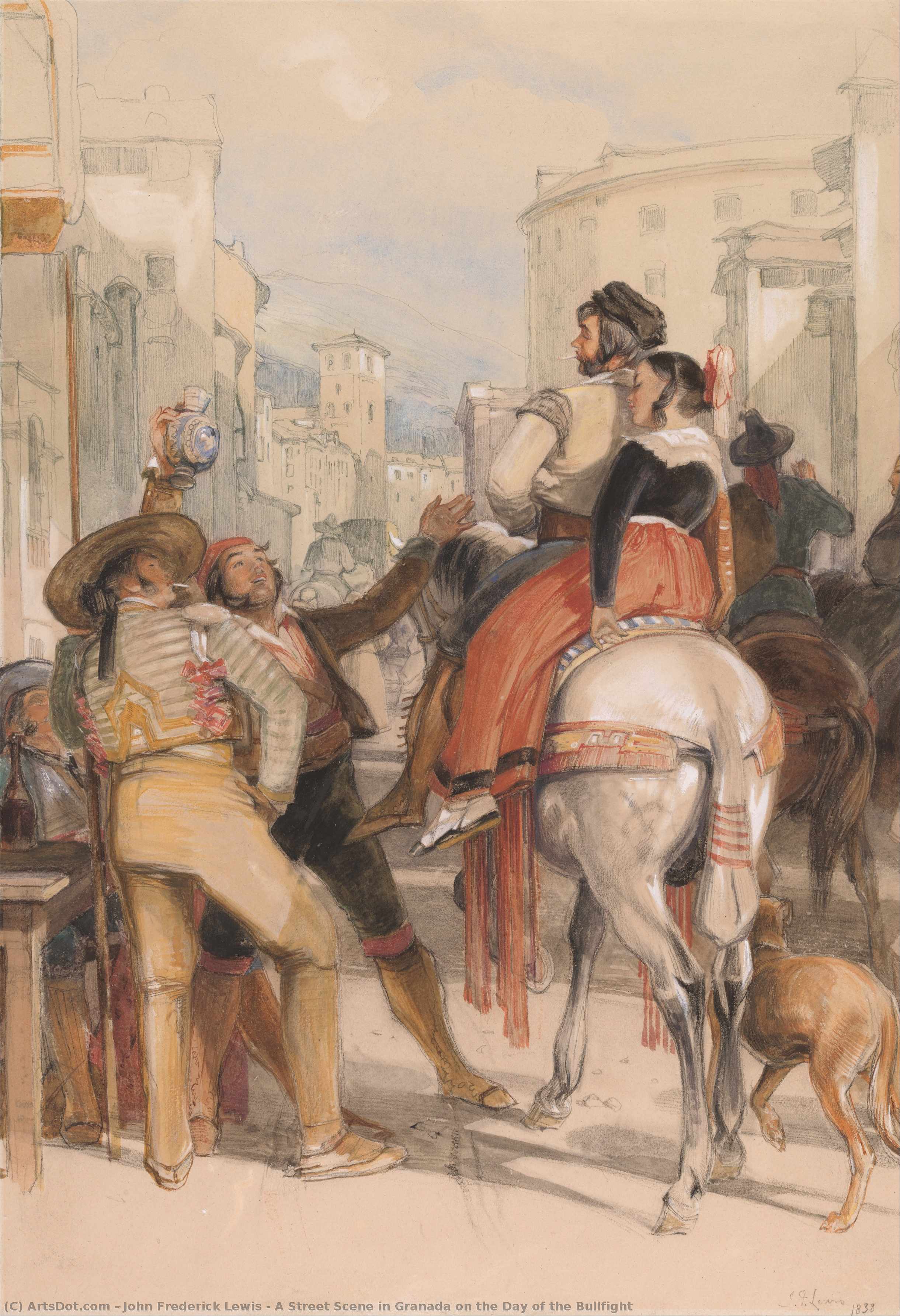 A Street Scene In Granada On The Day Of The Bullfight — John Frederick Lewis