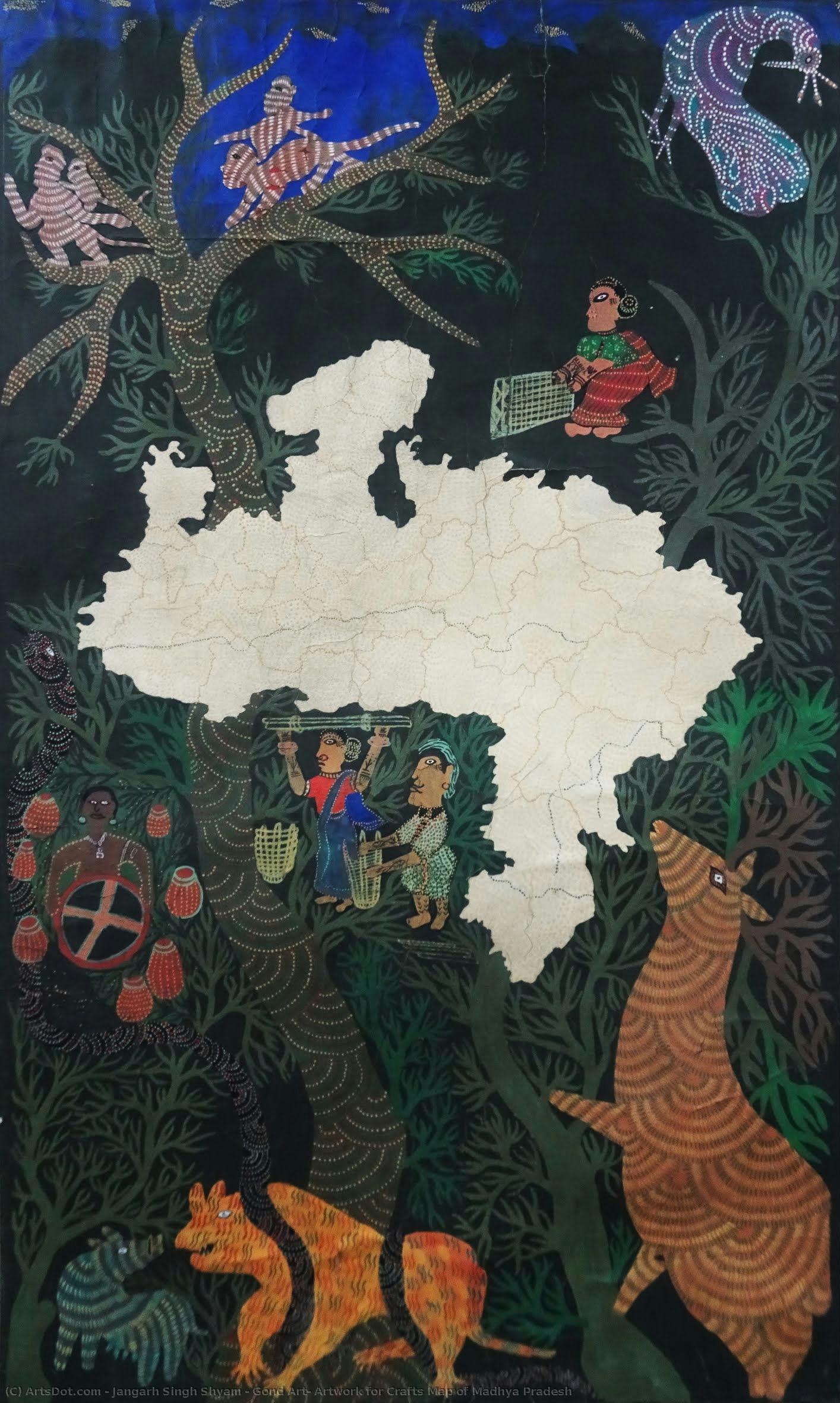Gond Art: Artwork For Crafts Map Of Madhya Pradesh — Janagarh Singh Shyam