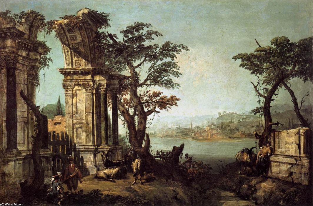 Capriccio With Classical Arch And Goats — Michele Marieschi