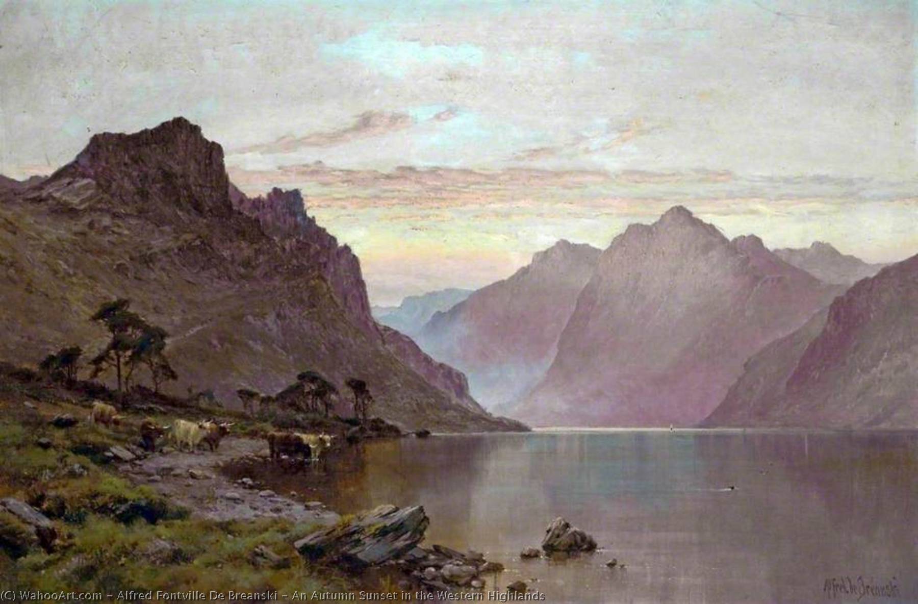 An Autumn Sunset In The Western Highlands — Alfred Fontville De Breanski
