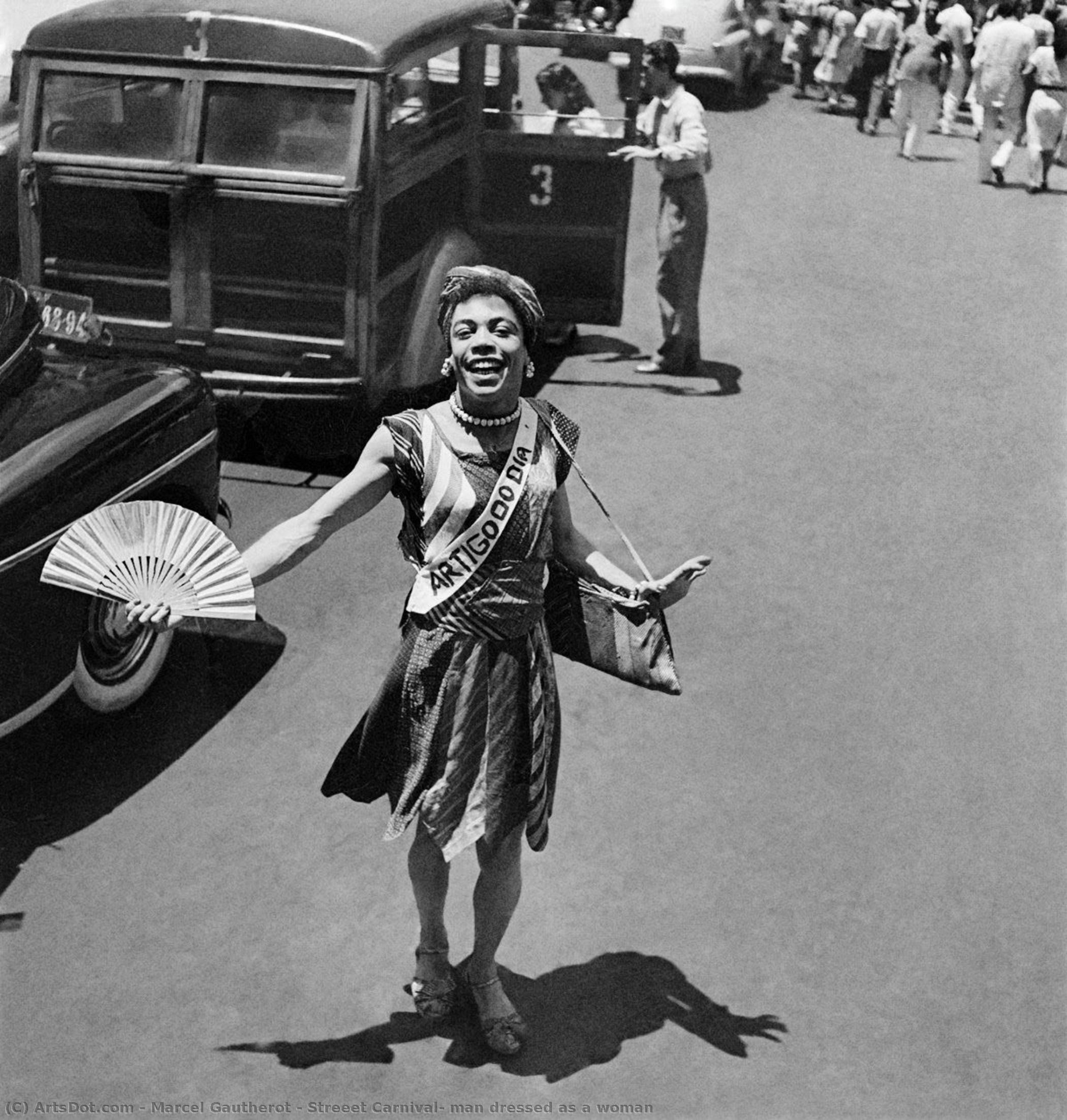 Streeet Carnival, Man Dressed As A Woman — Marcel Gautherot