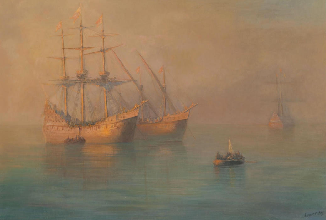 Ships Of Columbus — Ivan Konstantinovich Aivazovsky