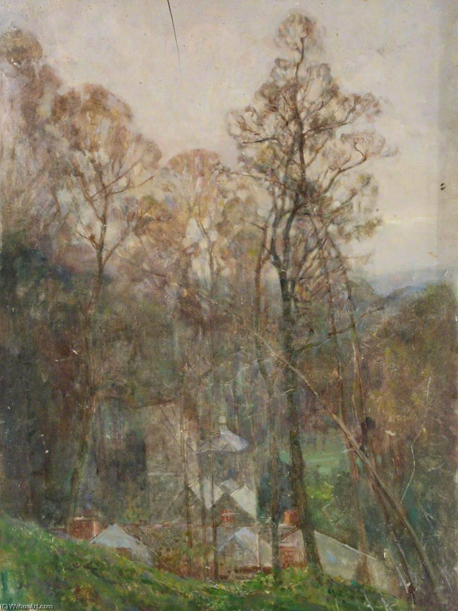 Trees Near A Village At Sunset — Benjamin Haughton