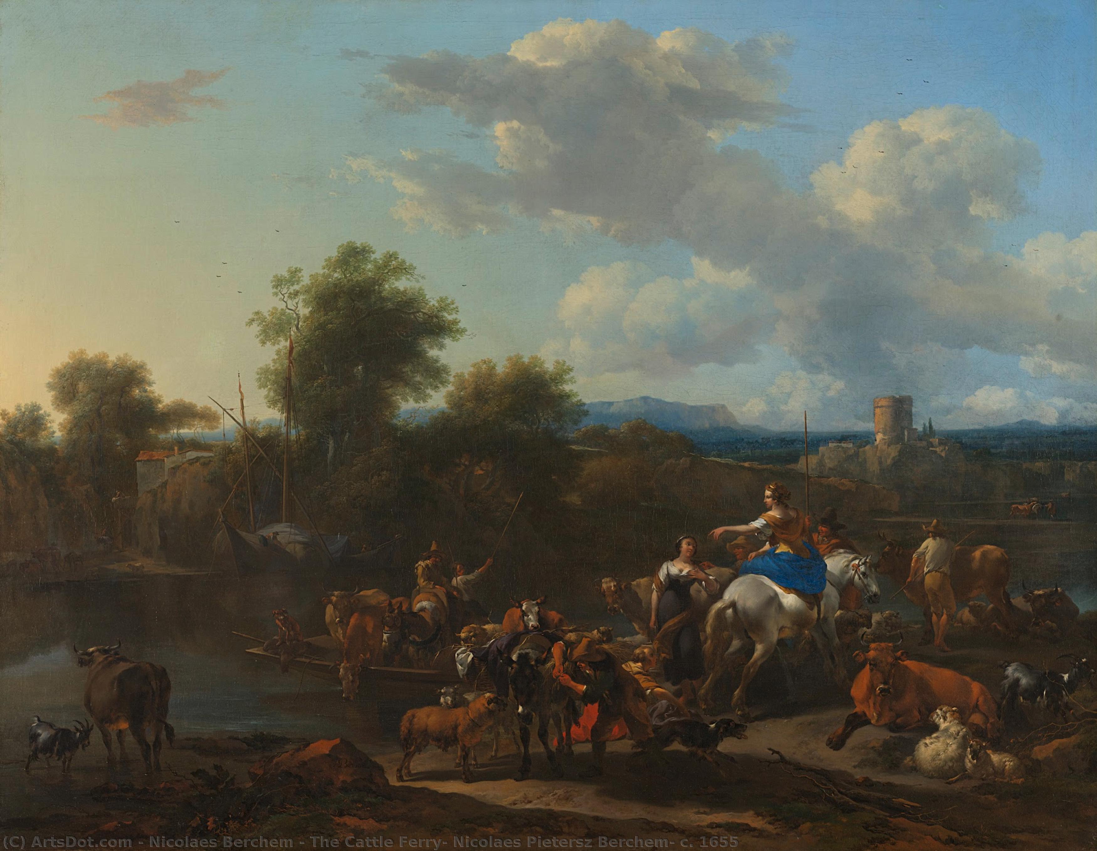 The Cattle Ferry, Nicolaes Pietersz Berchem, C. 1655 — Nicolaes Berchem