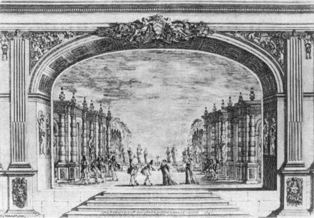 View Of Proscenium Arch And Stage Decor For The Play Mirame — Stefano Della Bella