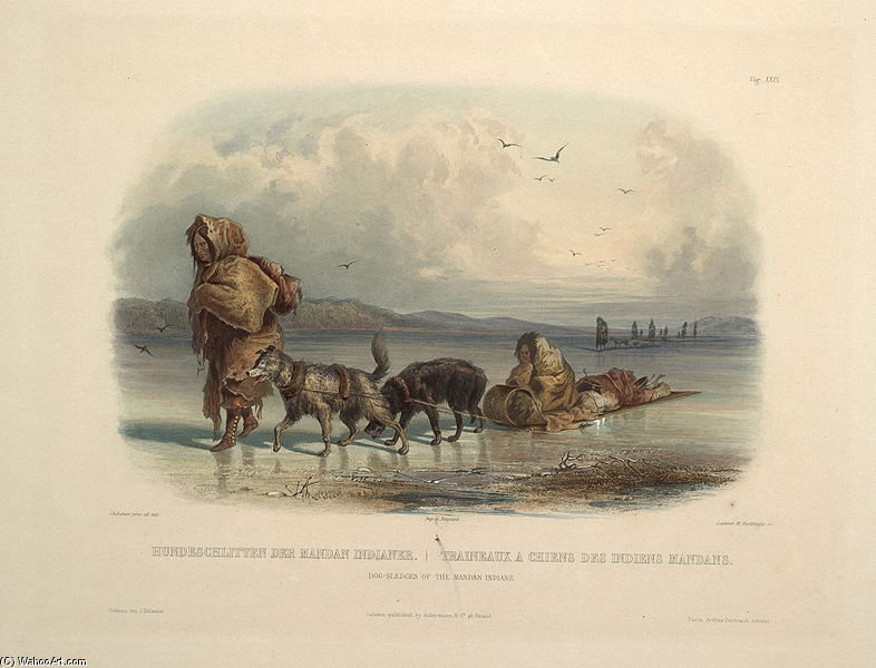 Dog Sledges Of The Mandan Indians — Karl Bodmer