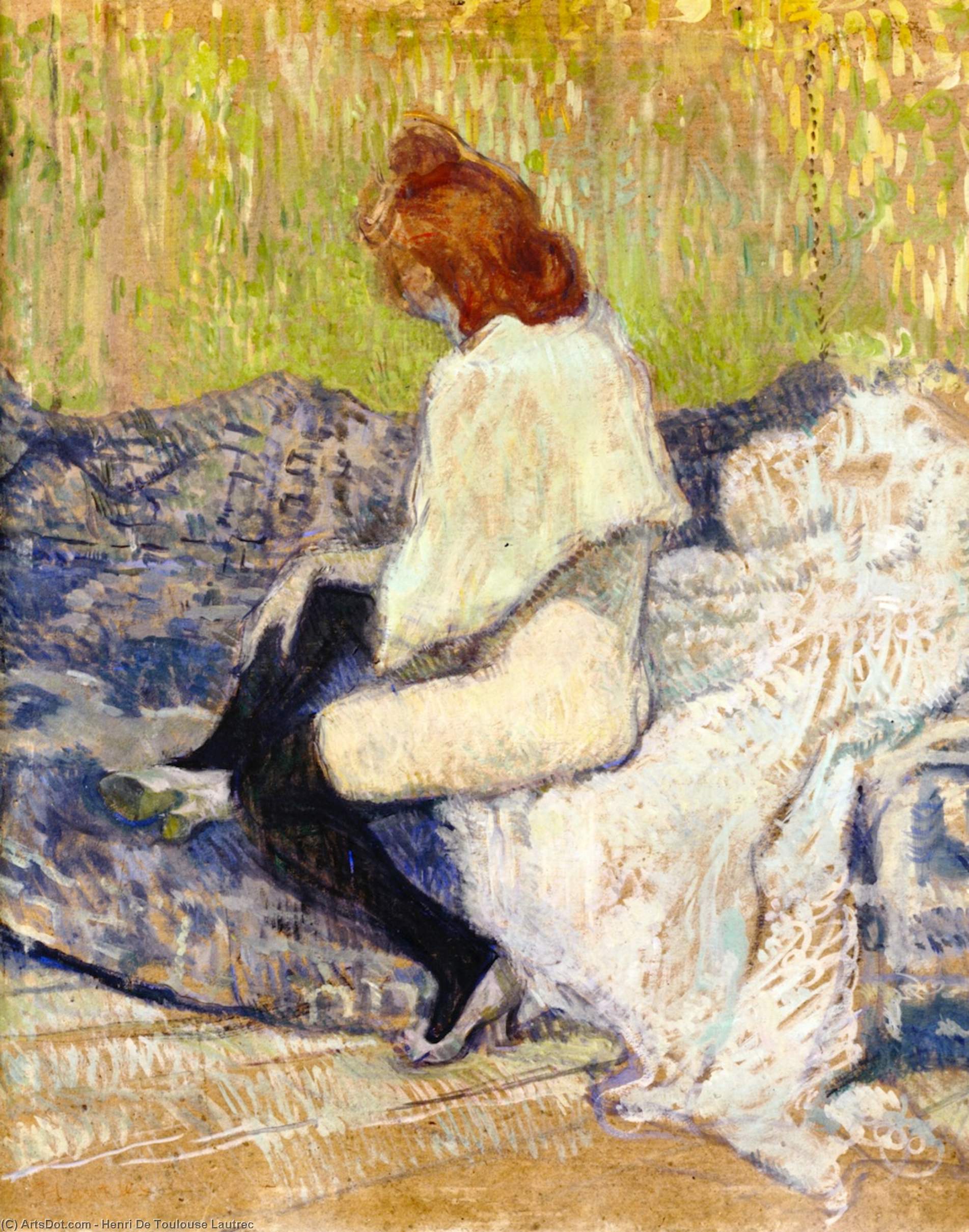Red-headed Woman Sitting On The Couch (justine Dieuhl) — Henri De Toulouse-lautrec