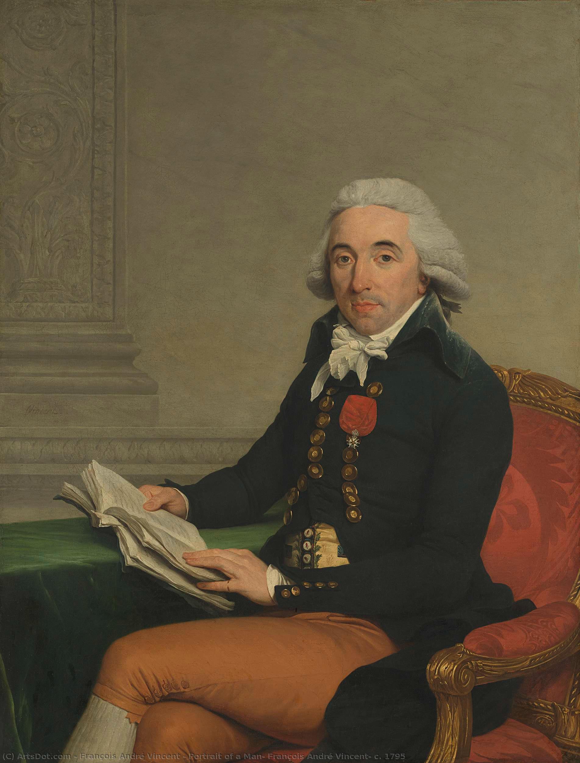 Portrait Of A Man, François André Vincent, C. 1795 — Fransoa Andre Vinsan